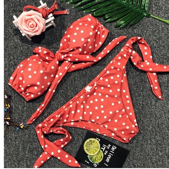 Rust Knot Front Polka Dot Cheeky Bikini - Picture 8 of 8
